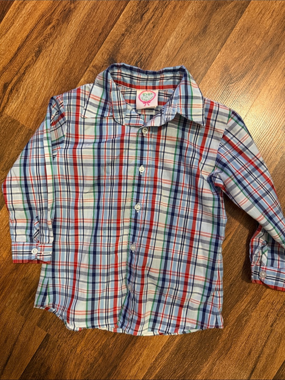 Kids Plaid Button-Down Shirt in Blue, Red & Green